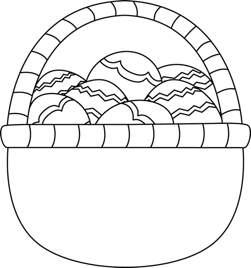 Blank Black And White Basket Of Easter Eggs - Black And White Easter Basket Clip Art (515x550)