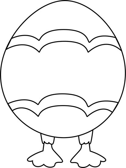 Black And White Easter Egg With Feet - Cartoon (415x550)