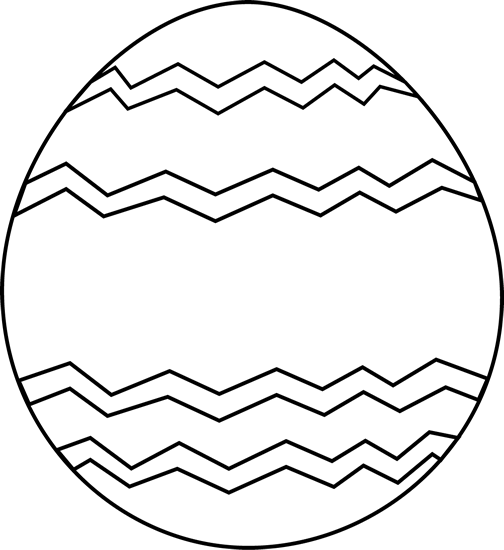 Black And White Zig Zag Easter Egg - Black And White Easter Egg Clip Art (504x550)