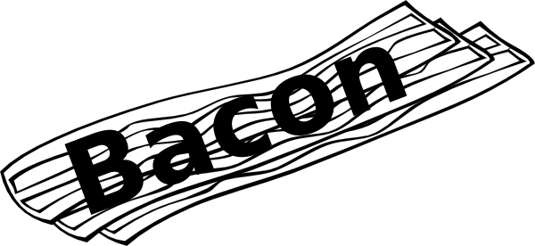 Bacon Clipart Black And White - Bacon Black And White (600x276)