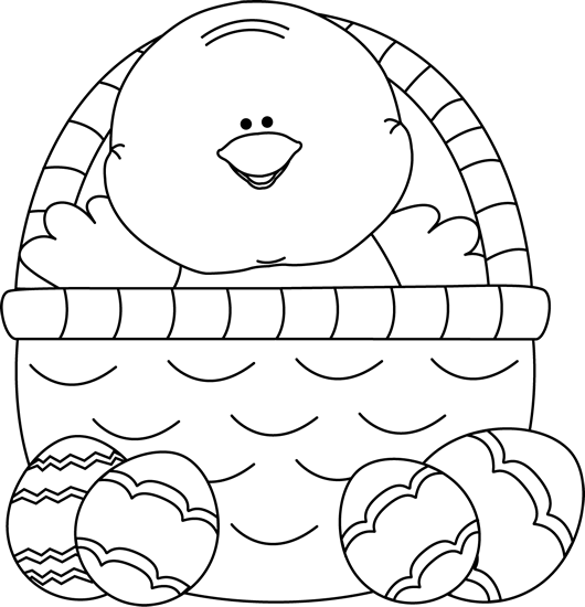 Easter Basket Clip Art Black And White Quotes Yzwinb - Easter Chick Clipart Black And White (530x550)