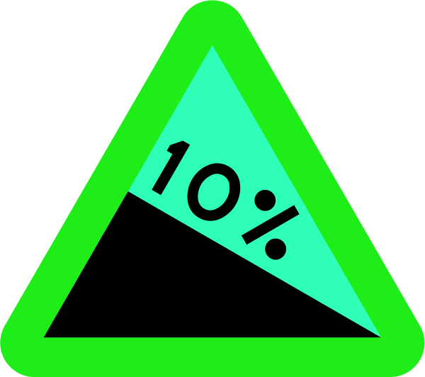 Road Sign Showing A Ten Percent Downward Slope Vector - Yield Sign (600x532)