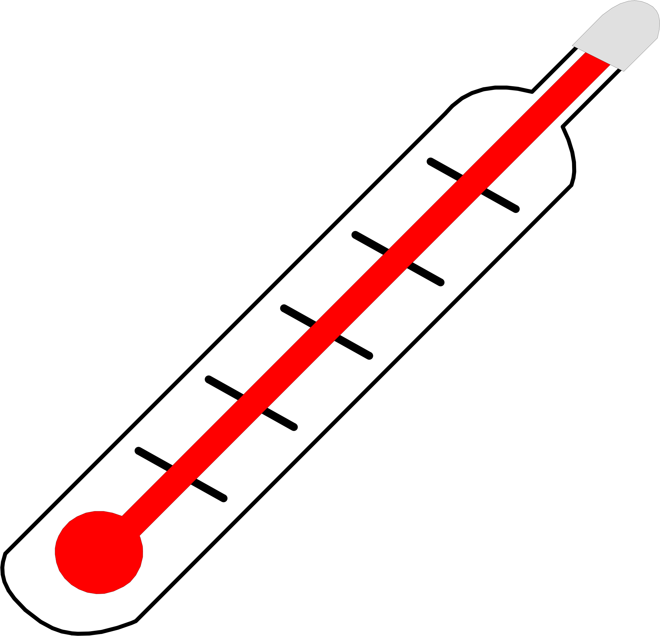 Thermometer Hot Clip Art At Clker - Thermometer Clipart Png (958x924)