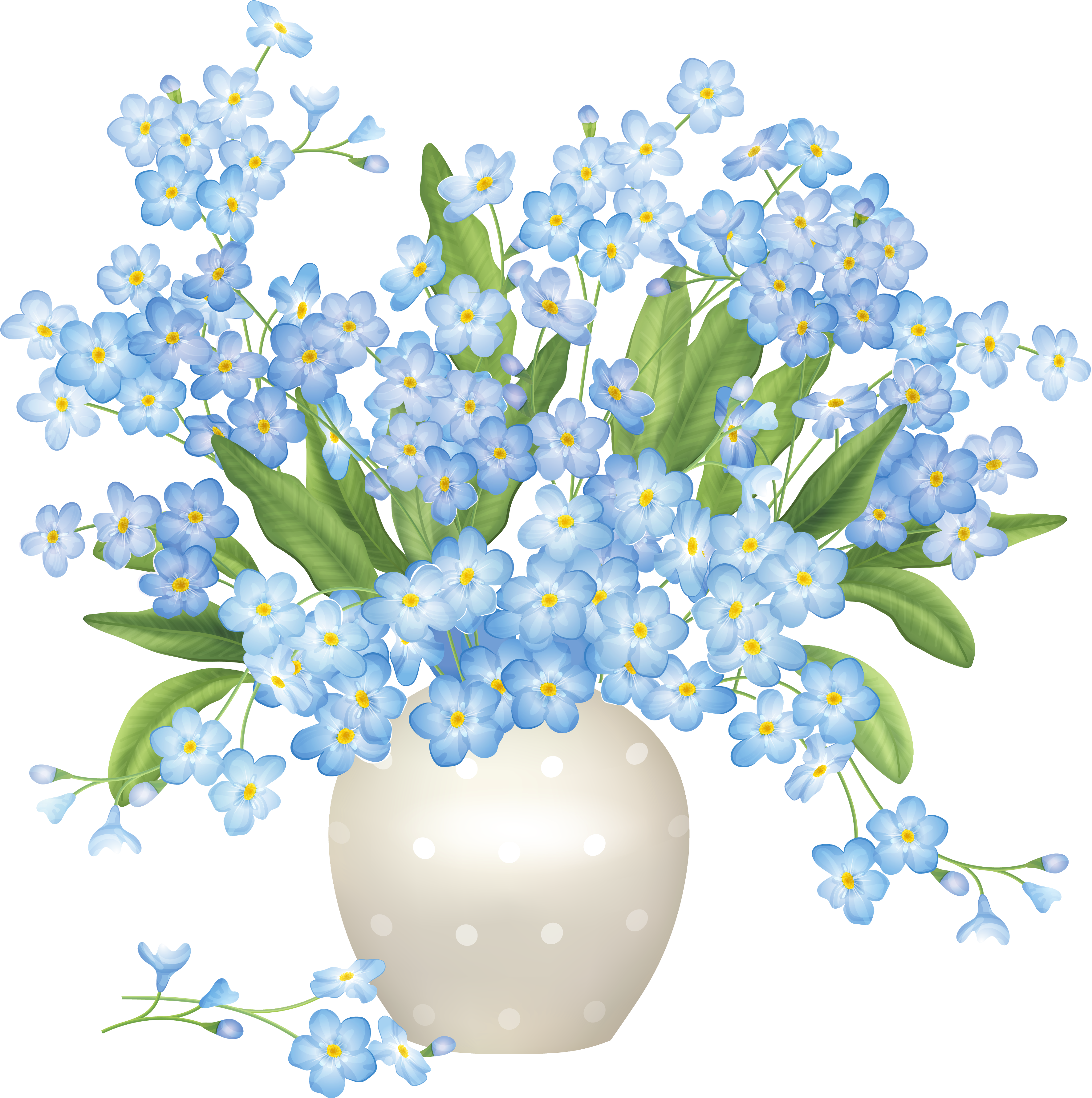 Blue Flower Clipart Transparent - Clipart Png Flowers Vase (3754x3798)
