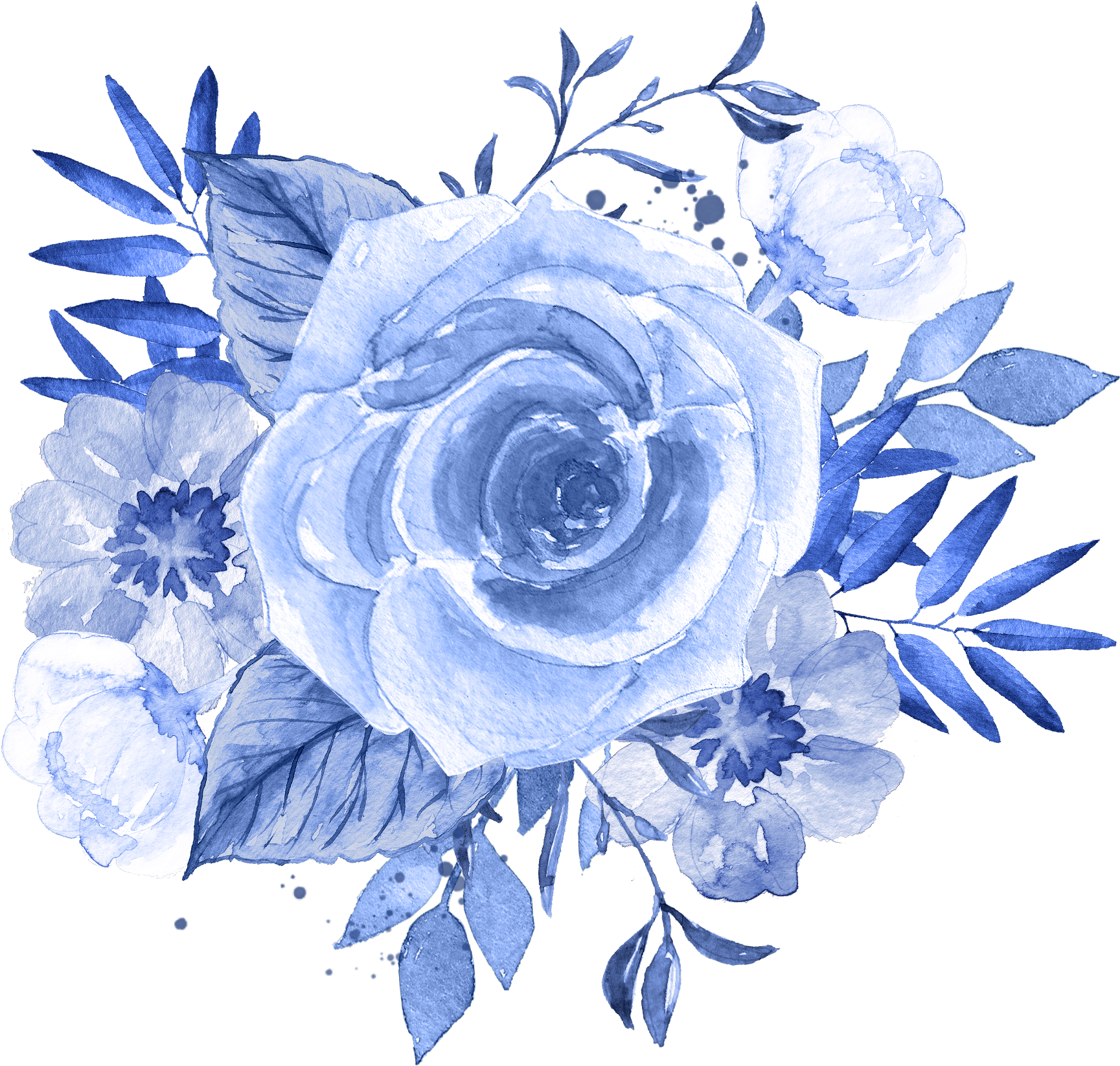 Blue Flower Watercolor Painting Clip Art - Watercolor Flower Blue Png (1800x1800)