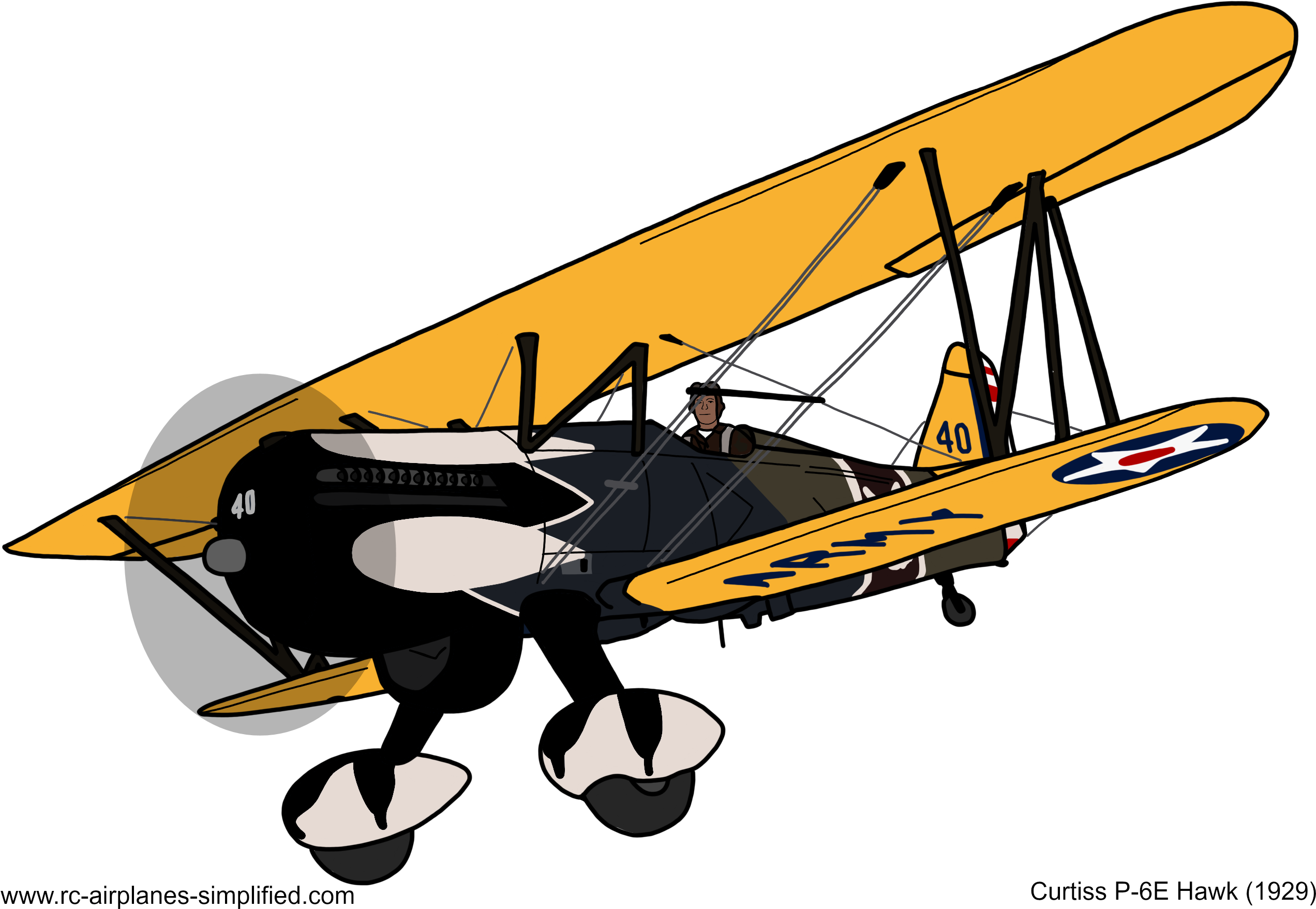 Graphic Of The Curtiss P-6e Hawk Biplane - Curtiss P 1 Hawk Art (2732x2048)