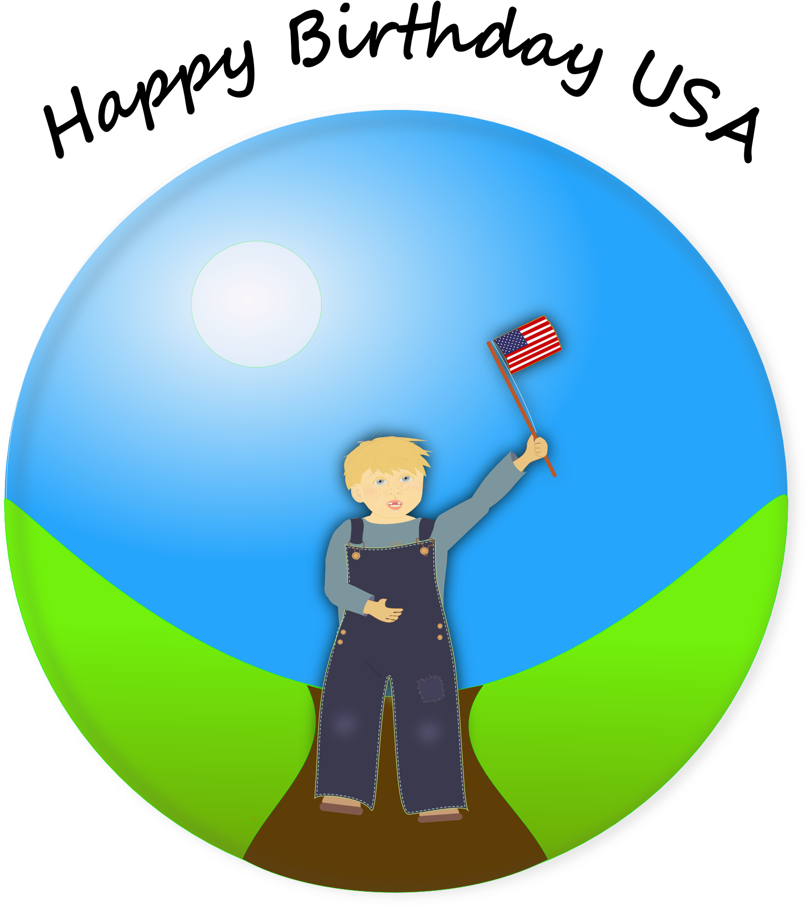 Drawing Of Boy With American Flag - Positive Thoughts (1801x1795)