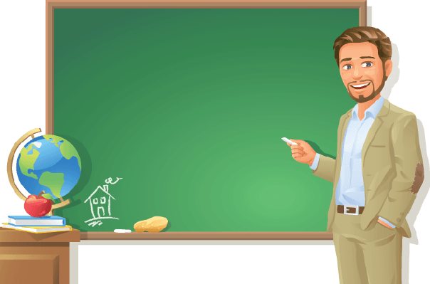Teacher Transparent Background - Blackboard With Teacher Clipart (604x399)