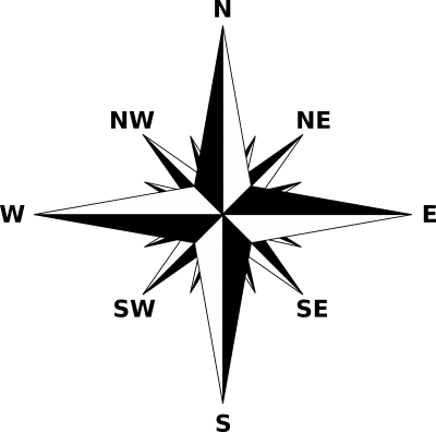 Black And White Compass Png Clipart Png Images - Draw A Compass On A Map (400x396)
