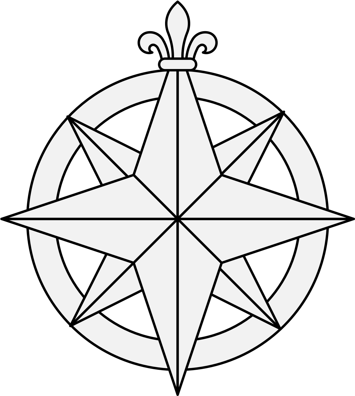Compass Rose Traceable Heraldic Art Rh Heraldicart - Sca Heraldry Compass Rose (1238x1397)