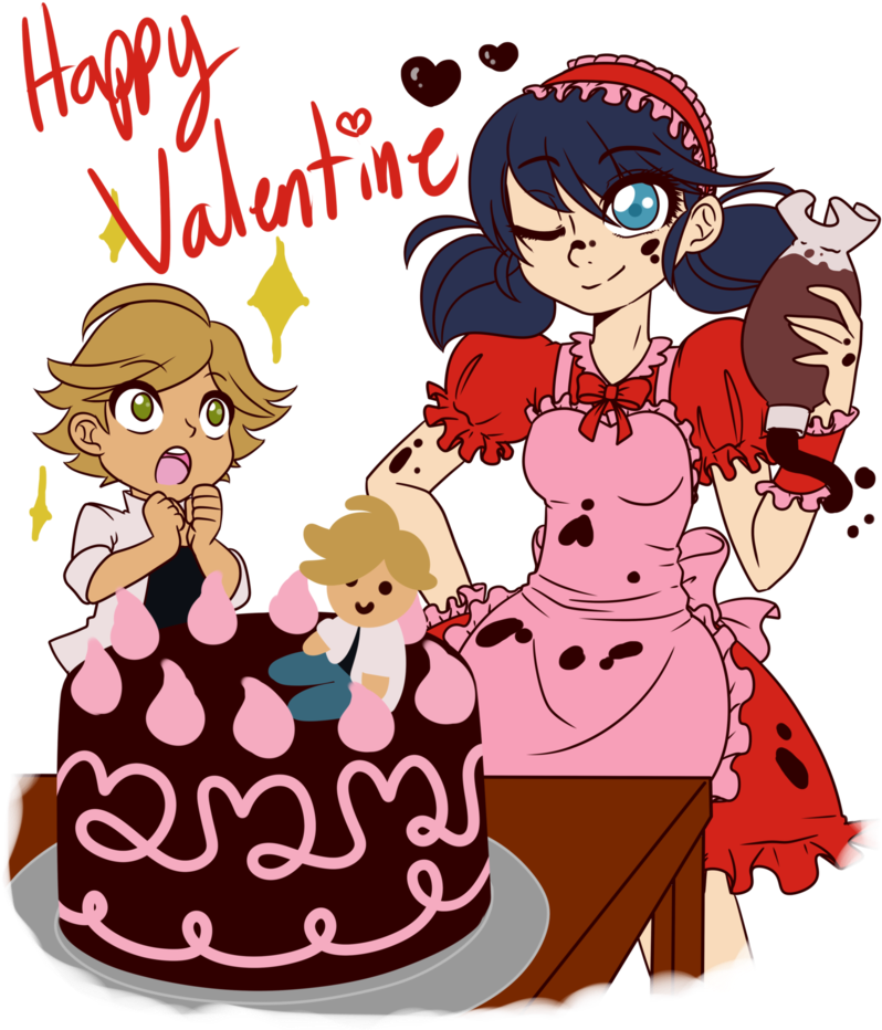 Adrien X Marinette Valentine Cake By Linamomoko - Marinette And Adrien Valentine's Day (836x956)