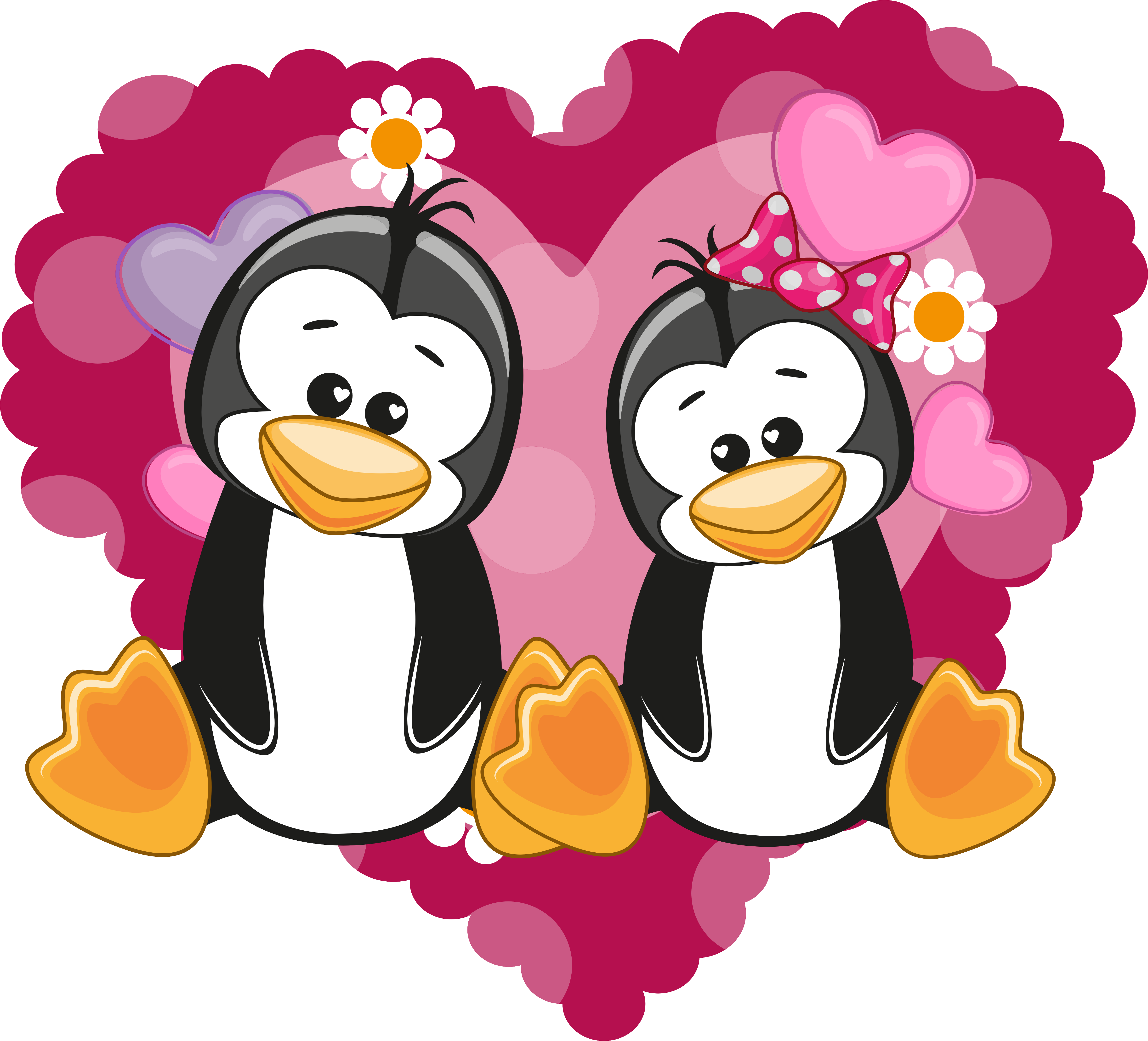 Penguin Cartoon Couple - Penguin Couples Clip Art (4794x4349)