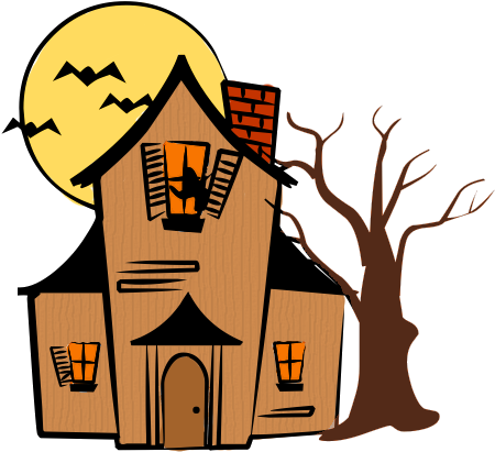 Halloween House Free Png Image - Haunted House Drawing Easy (490x444)