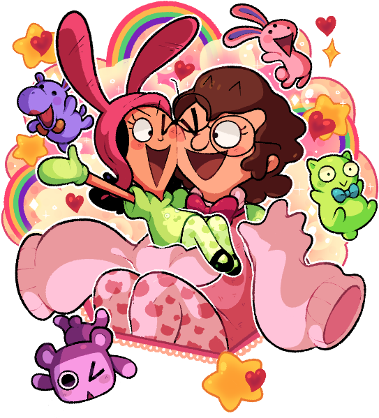 Frond And Louise In A Surreal Fluff Landscape - Cartoon (616x649)