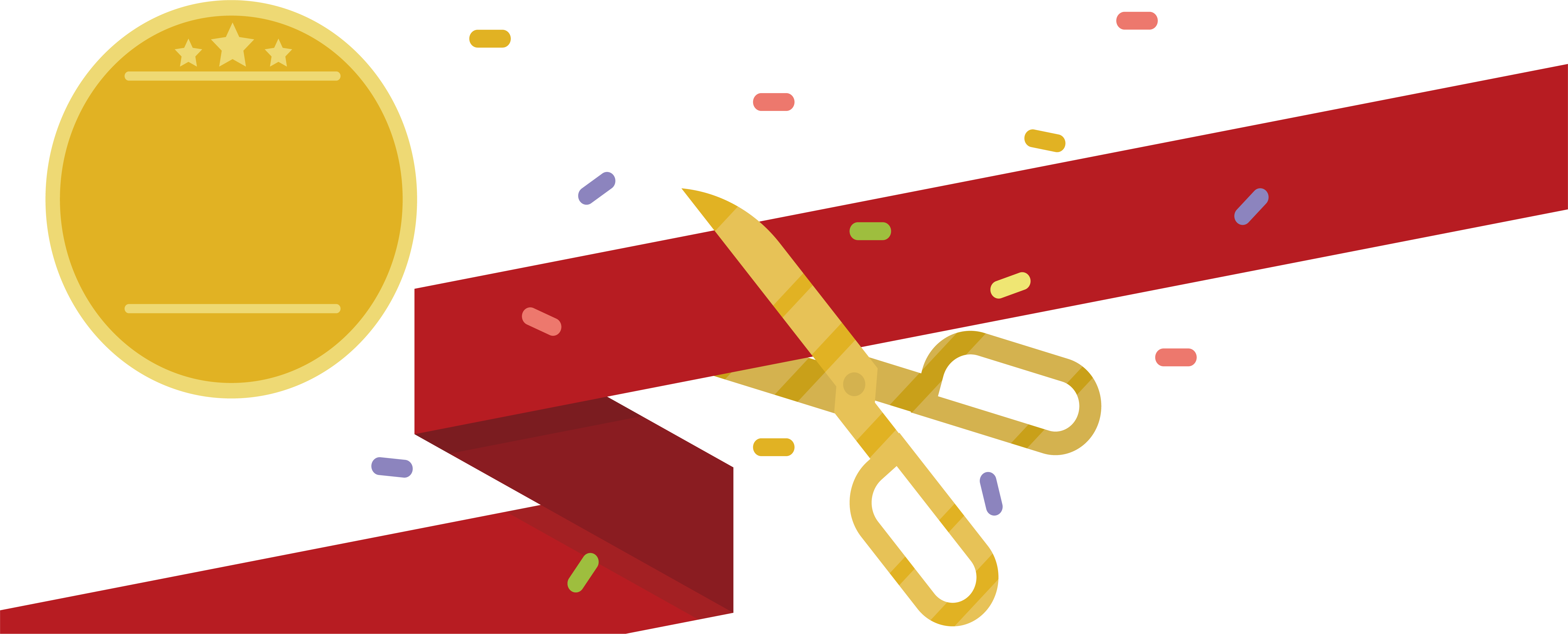 Scissors Cutting Ribbon - Ribbon Cutting Png (5811x2349)