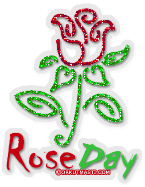 Rose Day Wishes Rose Bud Glitter - Rose Day Gif Download (327x384)