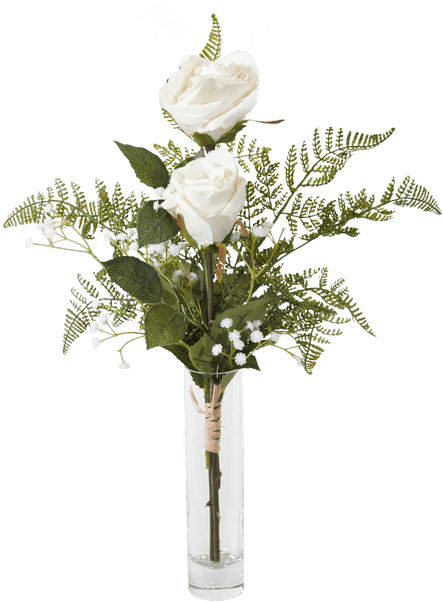 Silk White Rose Bud Vase • - Bud (500x611)