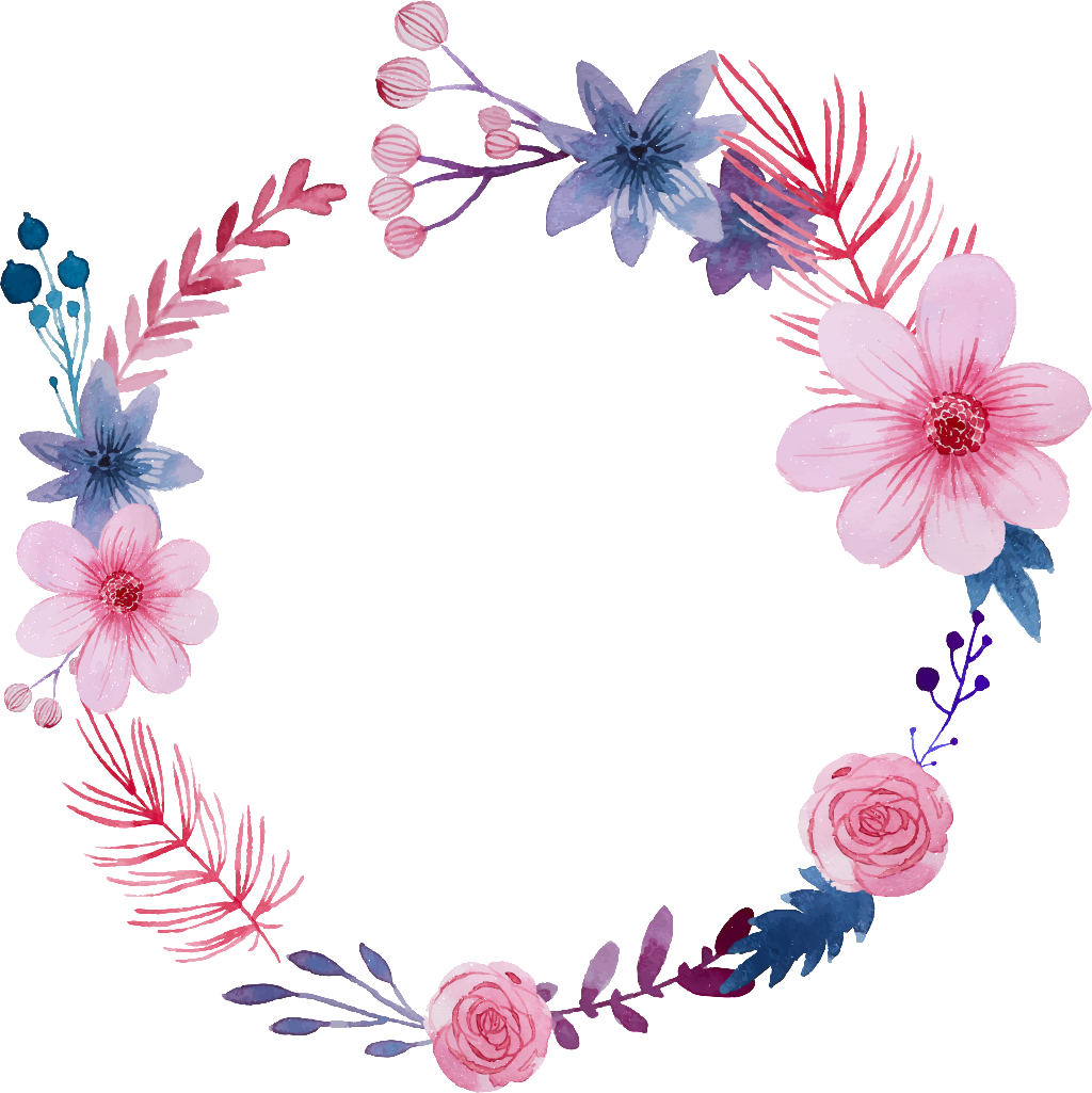 Hermosa Acuarela Corona De Flores Pintado A Mano Tarjetas - Flower Round Border Vector (1024x1025)