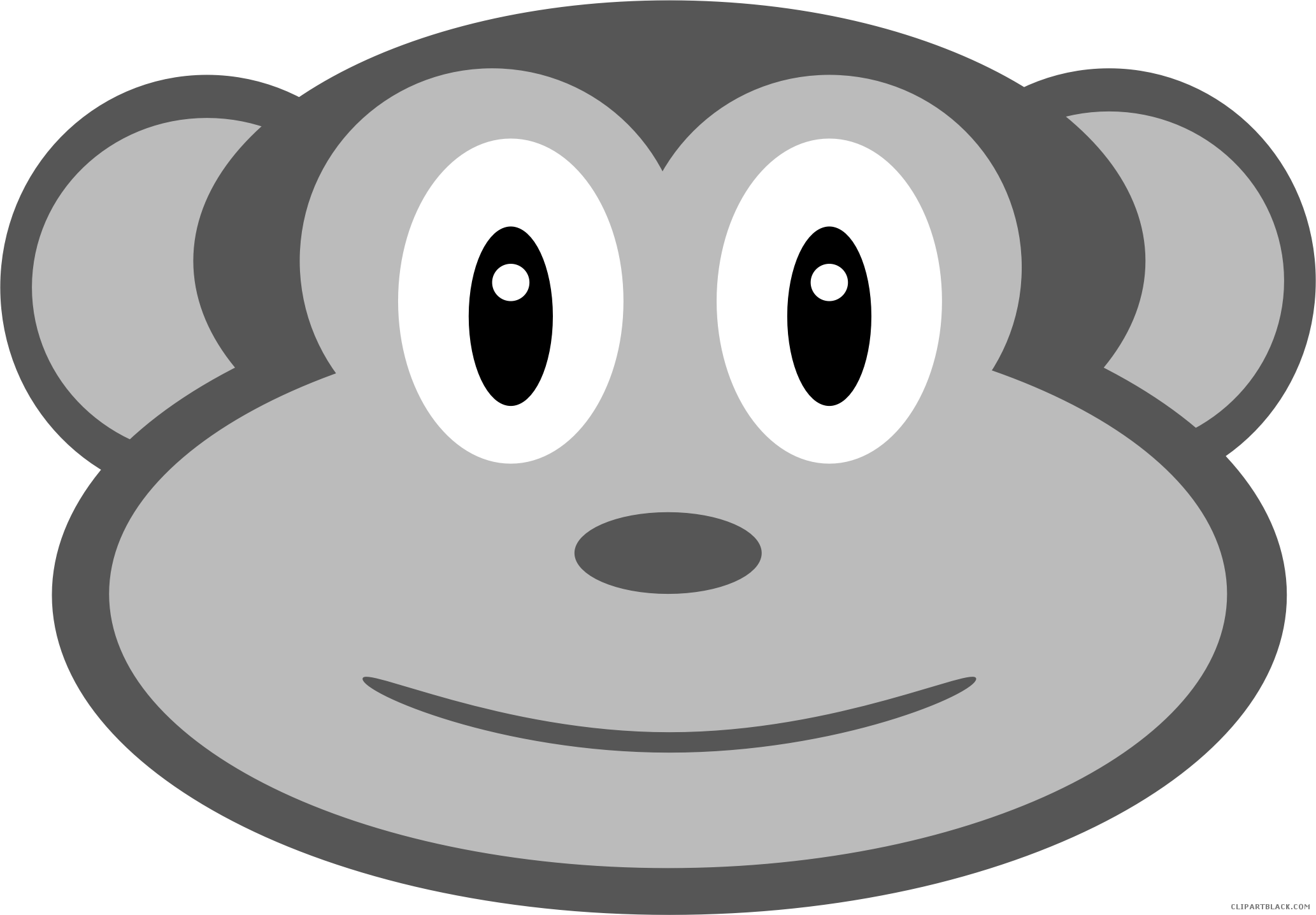 Monkey Face Animal Free Black White Clipart Images - Cartoon (2066x1436)