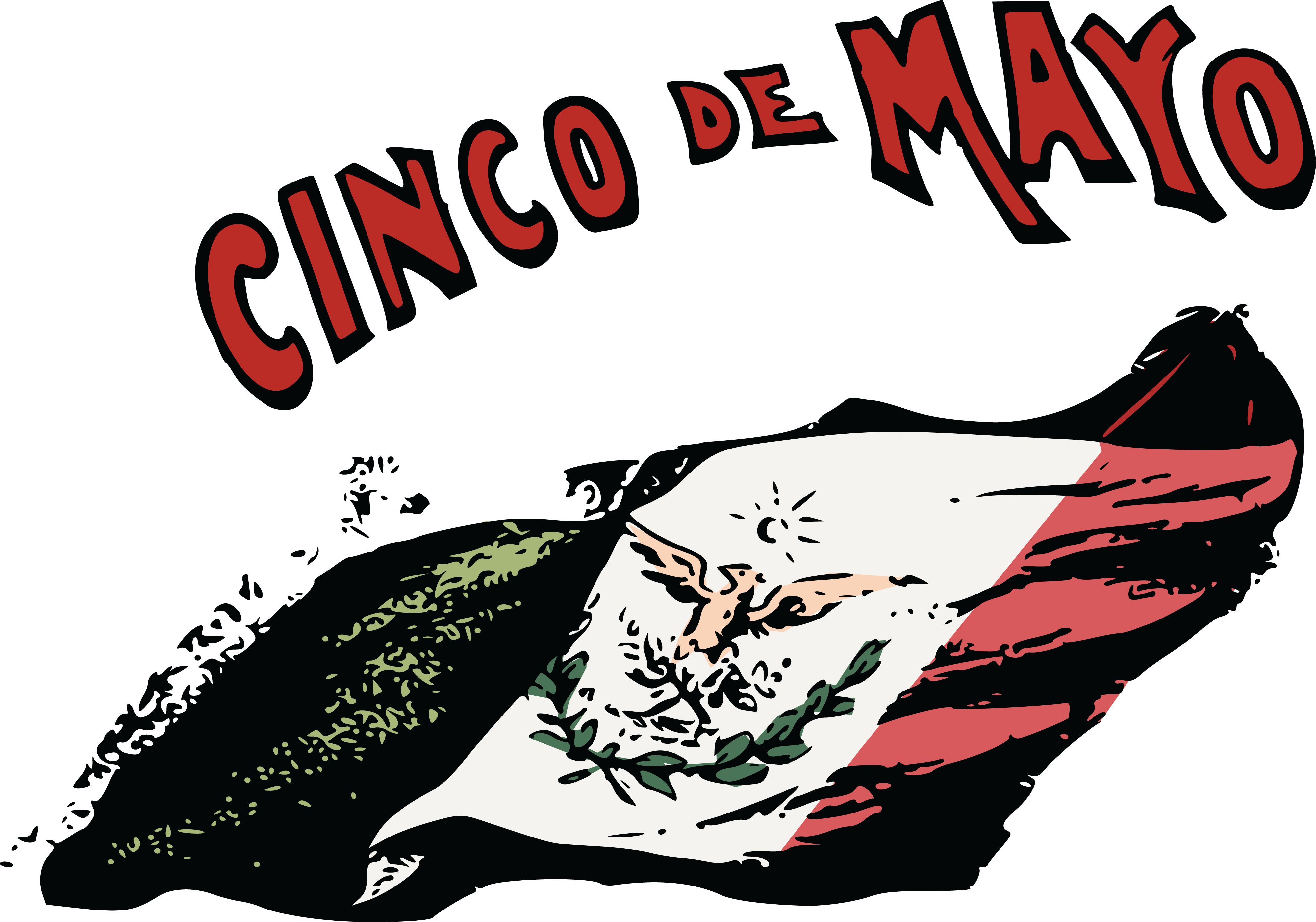 Free Clipart Of A Retro Mexican Flag And Cinoc De Mayo - Vector Graphics (4000x2804)