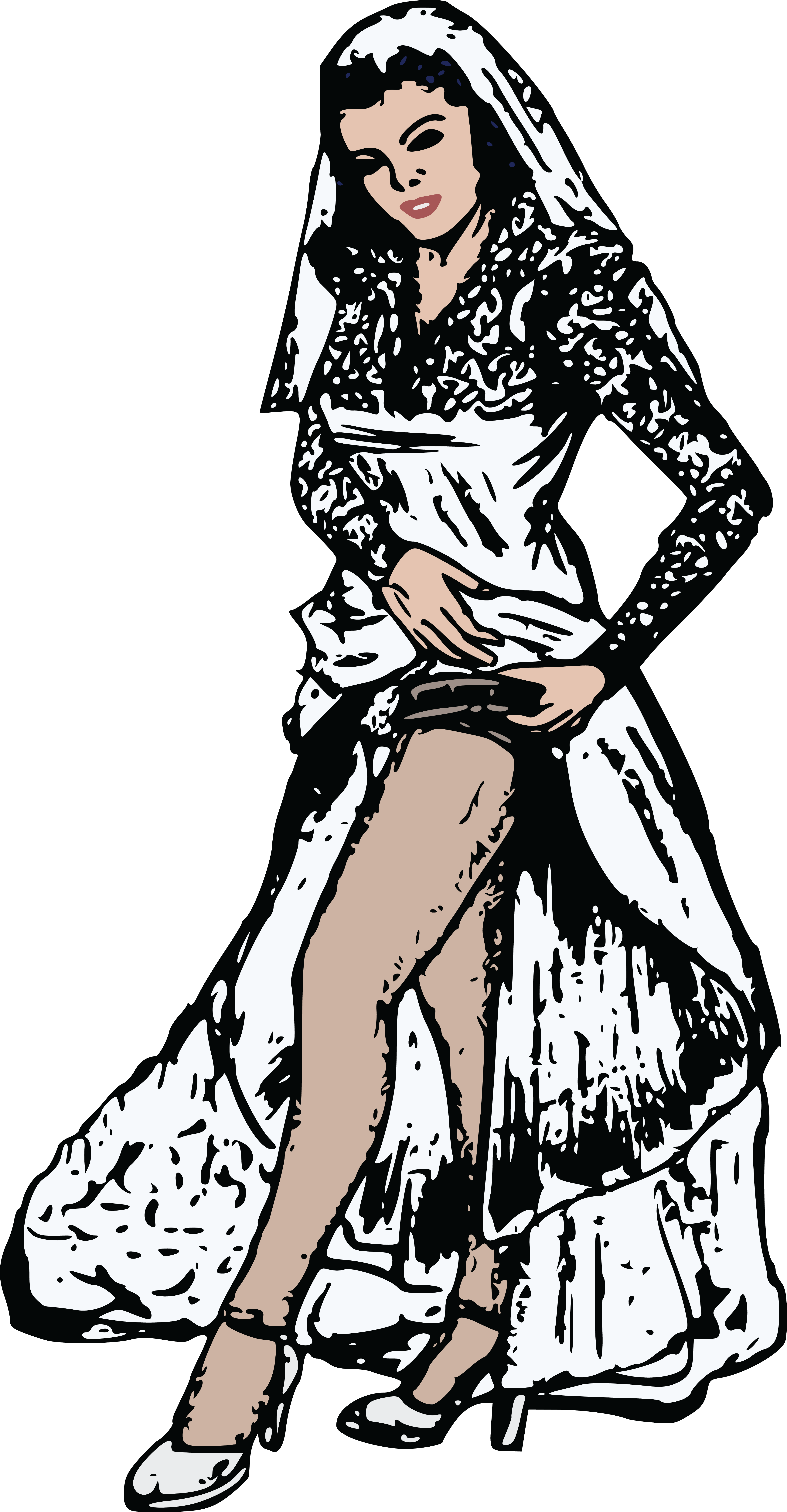 Free Clipart Of A Retro Bride Showing Her Garter Belt - Garter (4166x8000)
