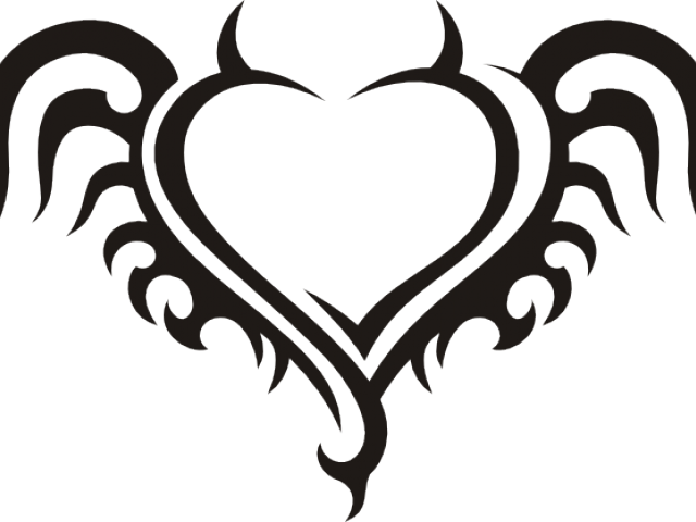 Tribal Heart Cliparts - Orange Heart With Horns Shower Curtain (640x480)
