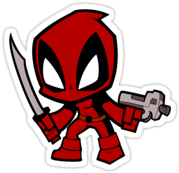 Deadpool Chibi Art By Everlander - Deadpool Sticker (375x360)