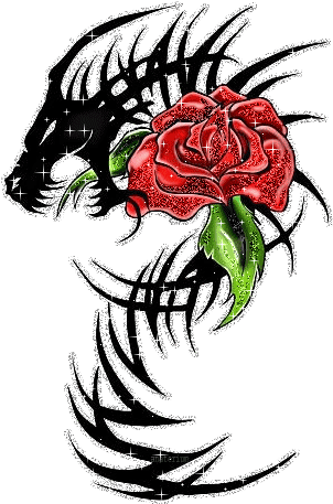 Black Dragon With Rosehttp - Dragon With Rose (341x500)