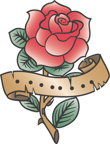 Rose Tattoo Wall Decal - Old School Rose Tattoo (374x489)