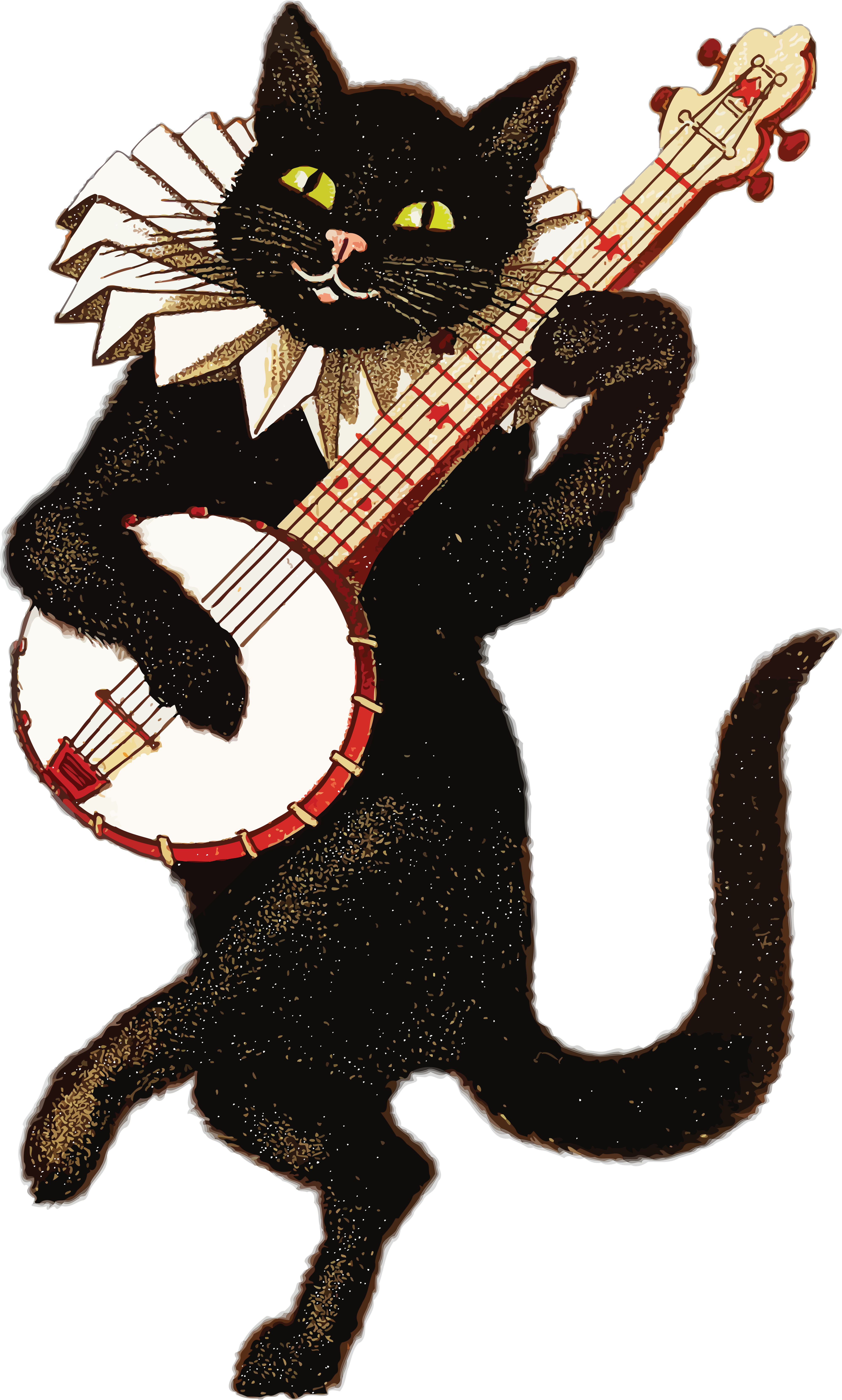 Free Clipart Of A Cat Playing A Banjo - All Types Of Cartoon (4000x6653)