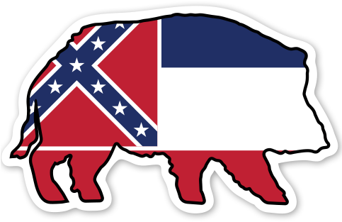 Mississippi Boar Sticker - Flag Of Mississippi (482x482)