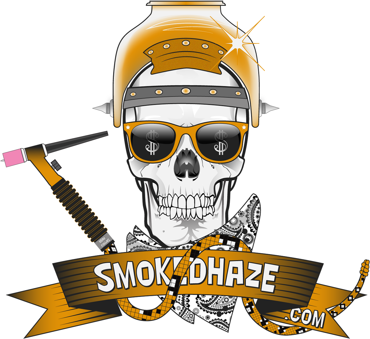 Smoked Haze Home - Skull With Military Helmet (1276x1174)