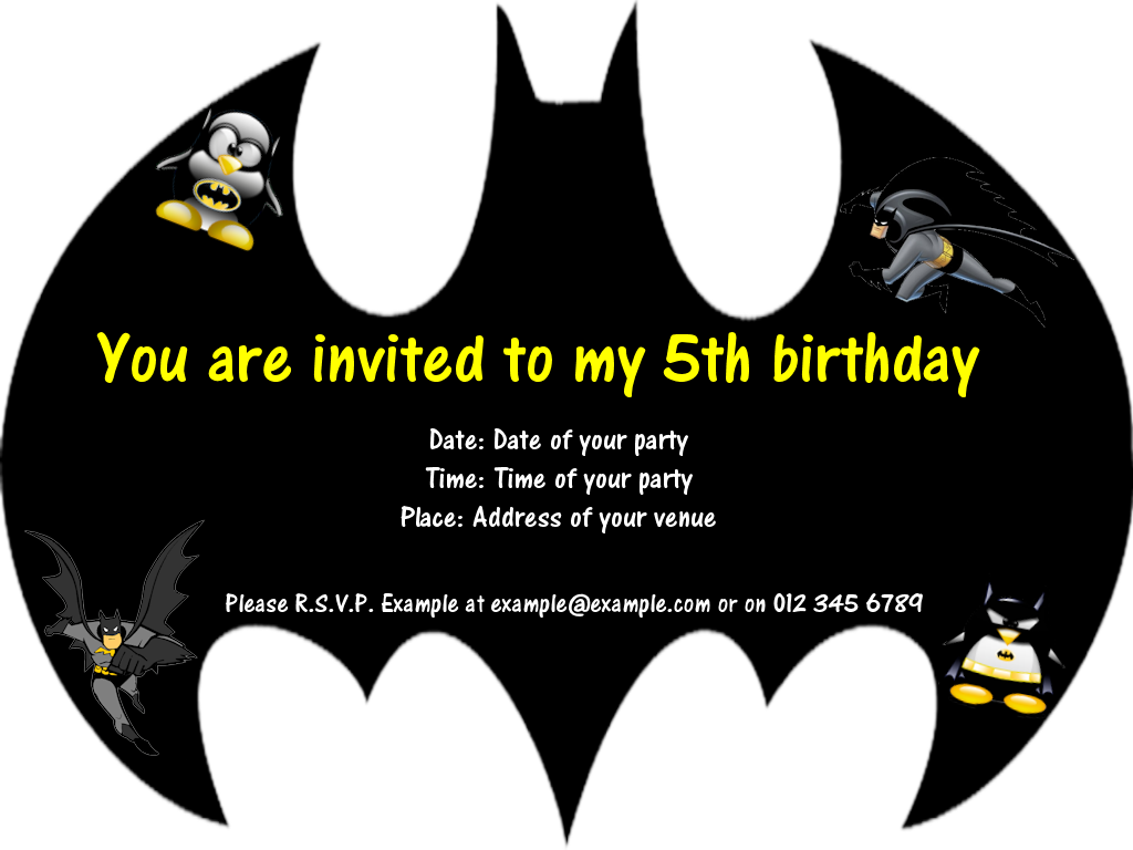 Card Batman Birthday Card Template, Birthday Card - Batman Birthday Invitation Templates (1024x768)