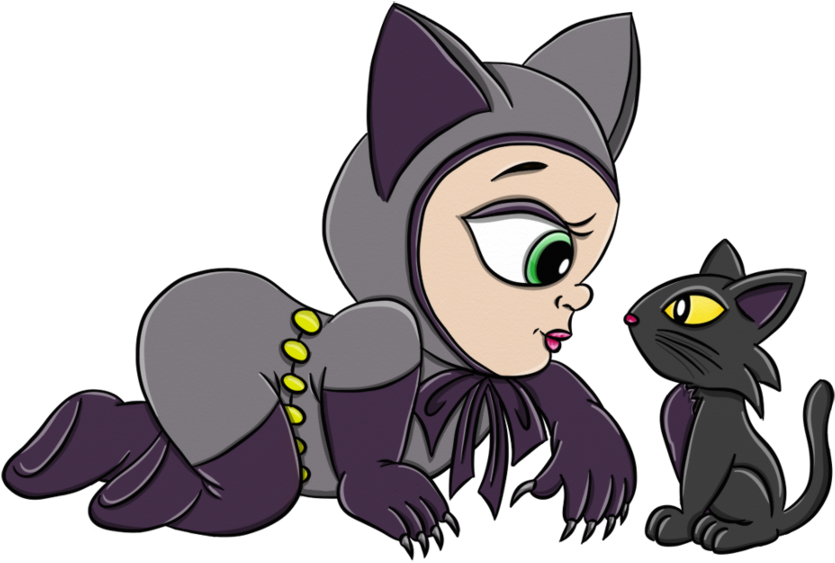 Digital Clipart Batman - Catwoman As A Baby (900x692)