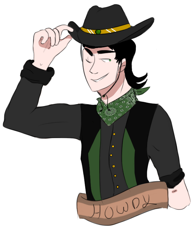 Cowboy Loki By Asgardian-mischief - Cartoon (701x836)