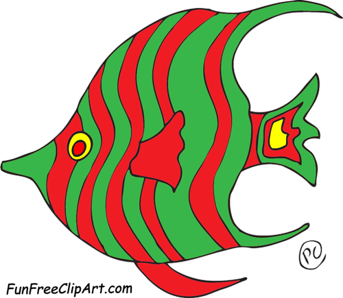 Fish Blue Green Red Clipart - Red And Green Fish Clipart (500x435)