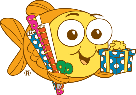 Goldfish Swimming With Wrapping Paper - Goldfish Swim School Logo (439x306)