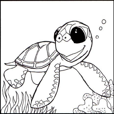 Colorhonuhawaiian Turtle Coloring Pages - Coloring Pages Of Sea Turtles (466x467)