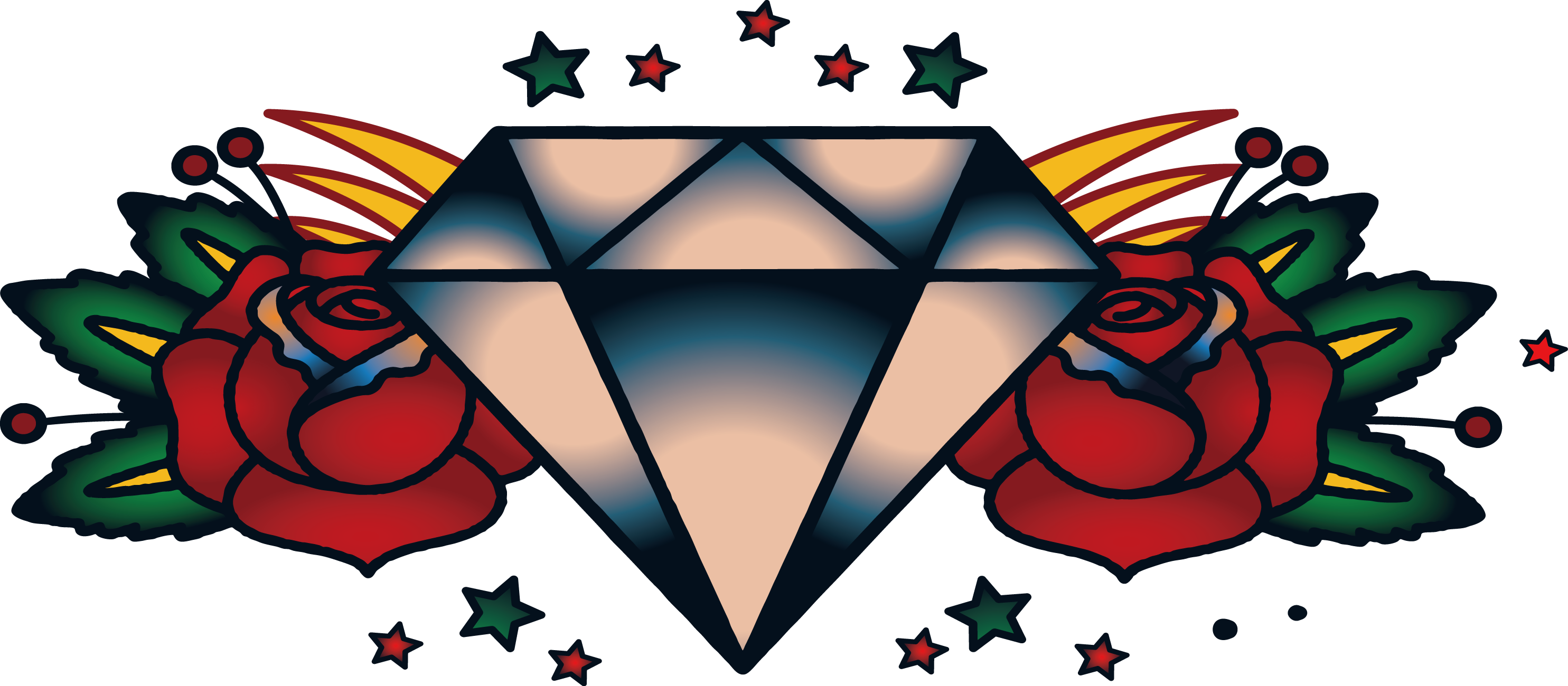 Old School Diamond Polynesia - Traditional Diamond Tattoo (2969x1300)