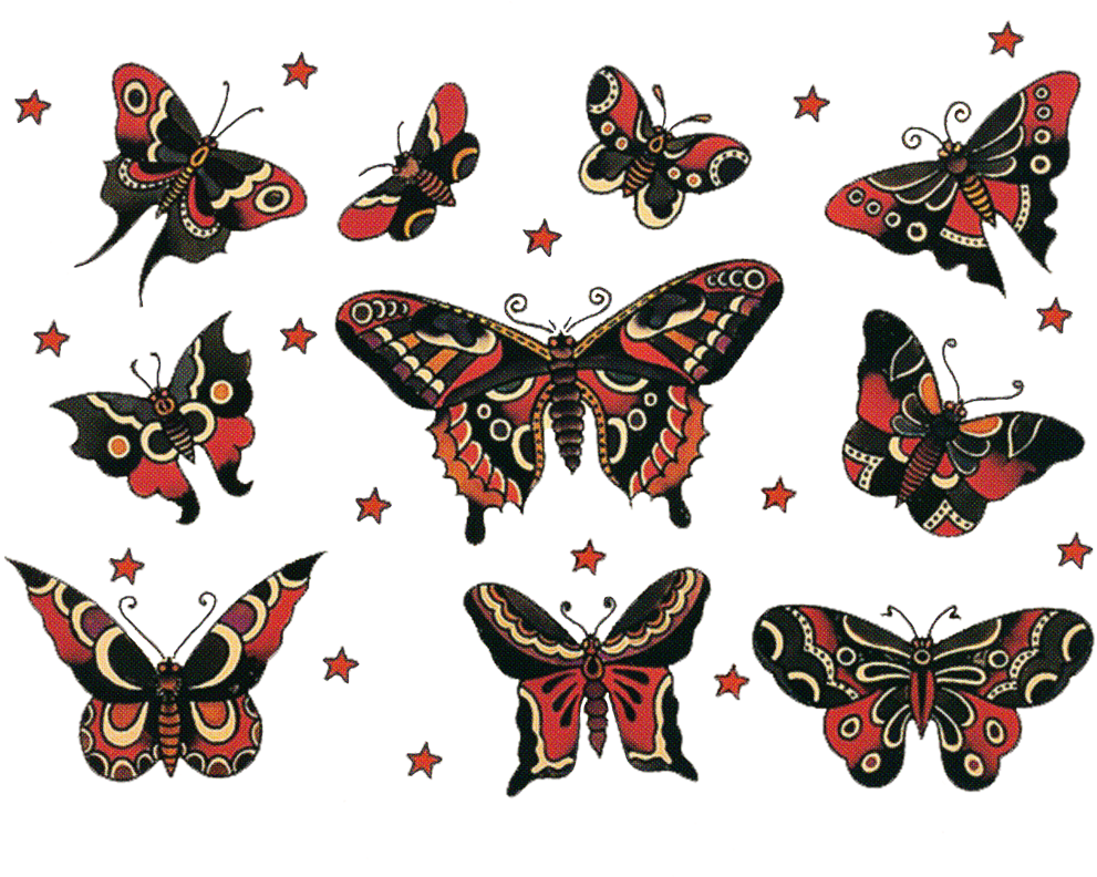 Image Result For Old School Traditional Butterfly Tattoo - Sailor Jerry Butterfly Tattoo (1000x792)