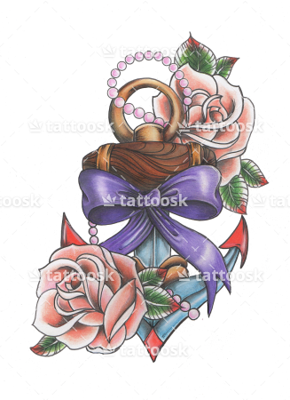 Anchor Rose Tat Old School Anchor And Rose Tattoo - Watermark (327x450)