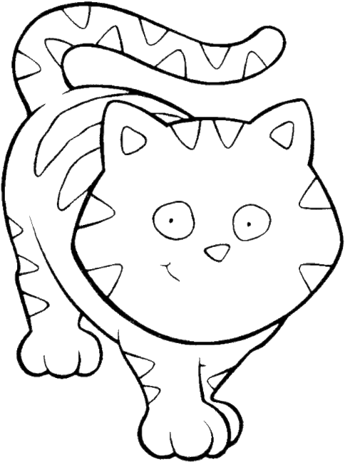 Funny Cat Cartoon Animal Coloring Pages Coloring Pages - Gatito Para Colorear (600x844)