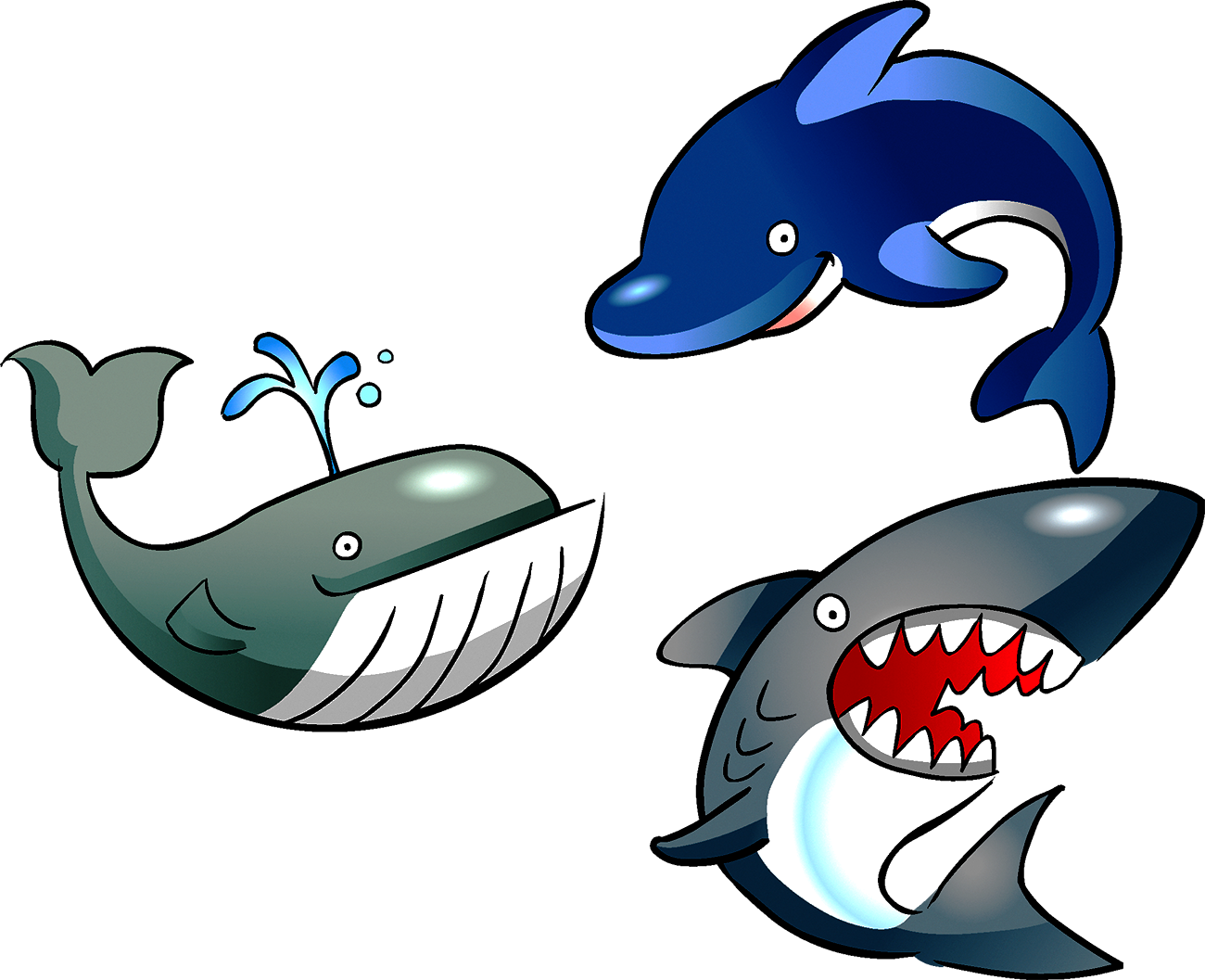 Cartoon Marine Life Clip Art - Shark Angry Png (1300x1057)