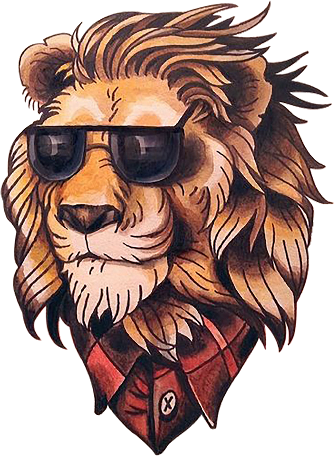 Lion Old School Flash New School - Traditional Tattoo Brown Bear (1024x1024)