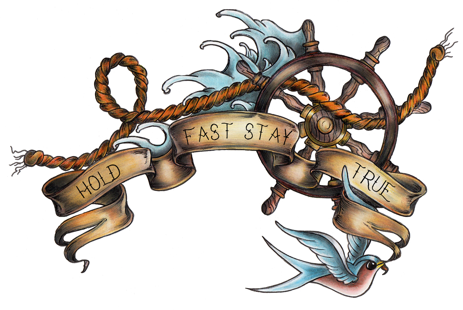 Old School Ship Wheel Tattoo Download - Nautical Ship Tattoo Old School (1500x1005)