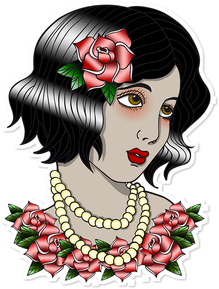 Flores Old School Tatouages Lion Adesivo Old School - Drawing (962x962)