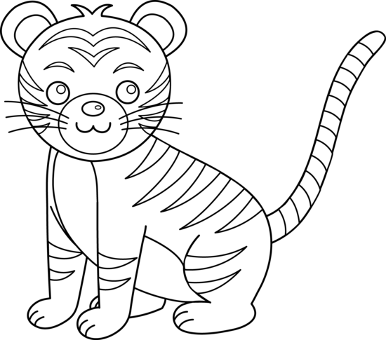 White Tiger Clipart - Tiger Clipart Black And White (550x485)