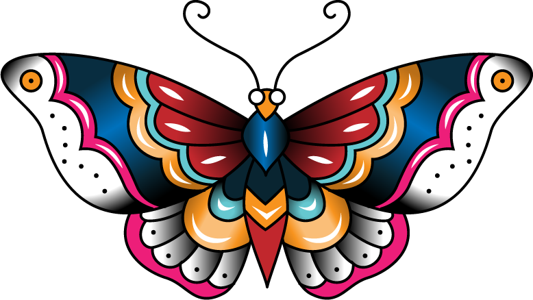 Butterfly Old School Drawing Flash - Neo Traditional Butterfly Tattoo (778x438)