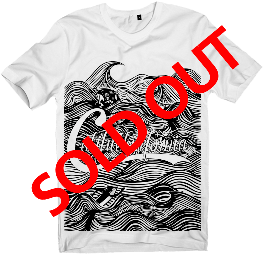 Califuckinfornia Big Wave T-shirt - Monochrome (526x521)