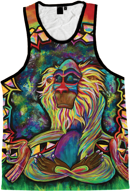 Meditating Rafiki Unisex Tank Top - Meditating Rafiki Draw String Shoulder Bag (600x800)